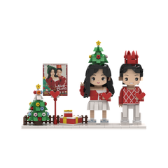 [RoundMe]Christmas Brick Figures Full Body Customizable 2 People Photo Frame Custom Cute Brick Figures Universal Interlocking Plastic Toy Secret Couple Gift of Christmas