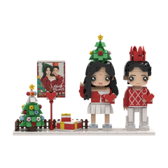 [SquareMe]Christmas Brick Figures Full Body Customizable 2 People Photo Frame Custom Cute Brick Figures Universal Interlocking Plastic Toy Secret Couple Gift of Christmas