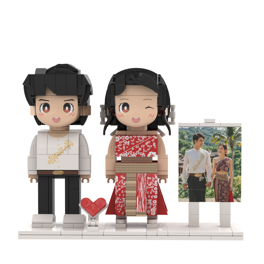 [DuduMe]Full Body Customizable 2 People Photo Frame Custom Cute Brick Figures Universal Interlocking Plastic Toy Gifts for Spouse