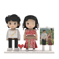 [DuduMe]Full Body Customizable 2 People Photo Frame Custom Cute Brick Figures Universal Interlocking Plastic Toy Gifts for Spouse