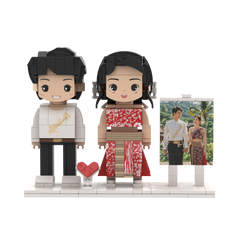 [RoundMe]Full Body Customizable 2 People Photo Frame Custom Cute Brick Figures Universal Interlocking Plastic Toy Gifts for Spouse