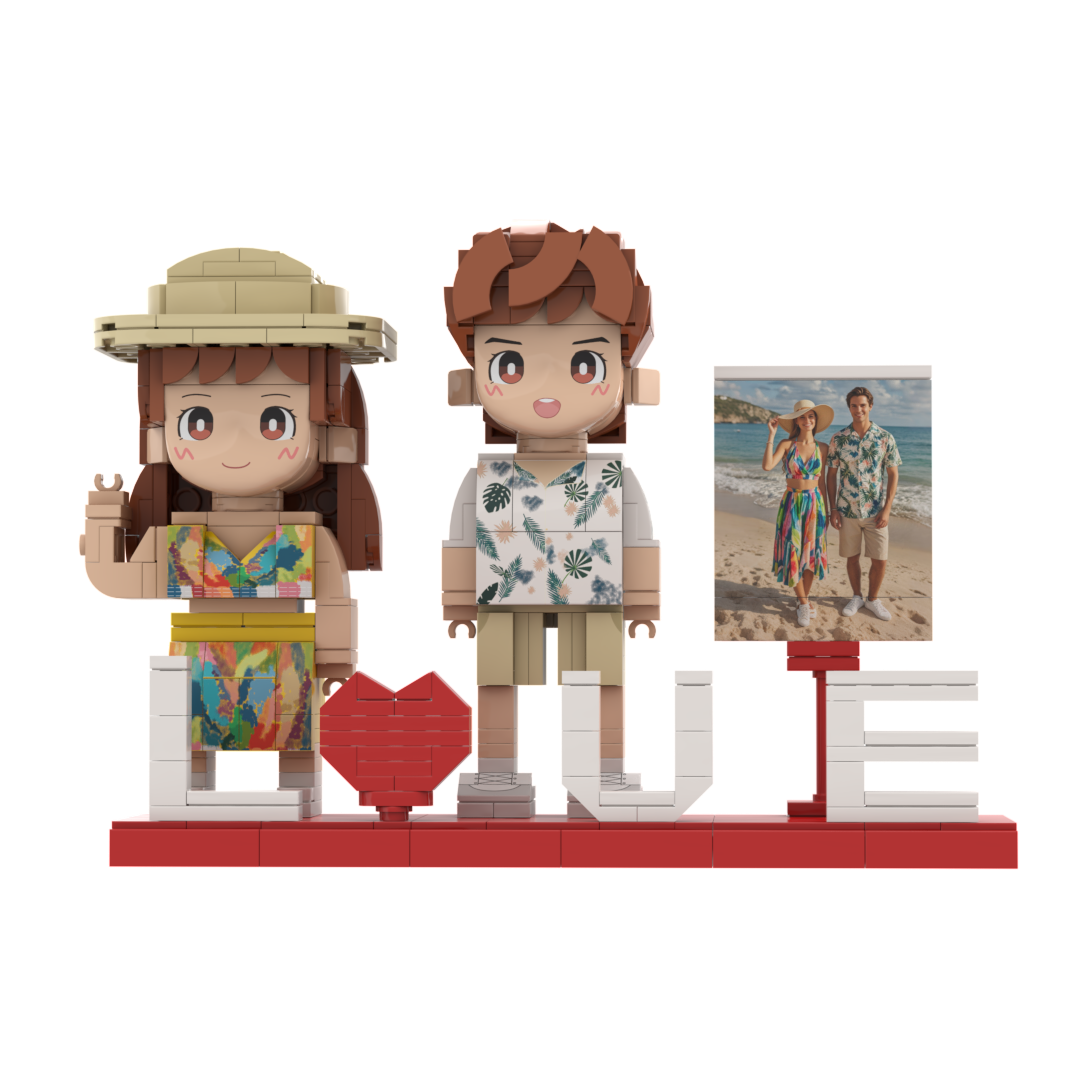 [DuduMe]Customizable Fully Body 2 People Brick Figure Gift For Couples On Valentine's Day Cute Face Small Particle Block Gift For Lovers