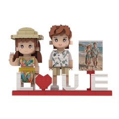 [DuduMe]Customizable Fully Body 2 People Brick Figure Gift For Couples On Valentine's Day Cute Face Small Particle Block Gift For Lovers