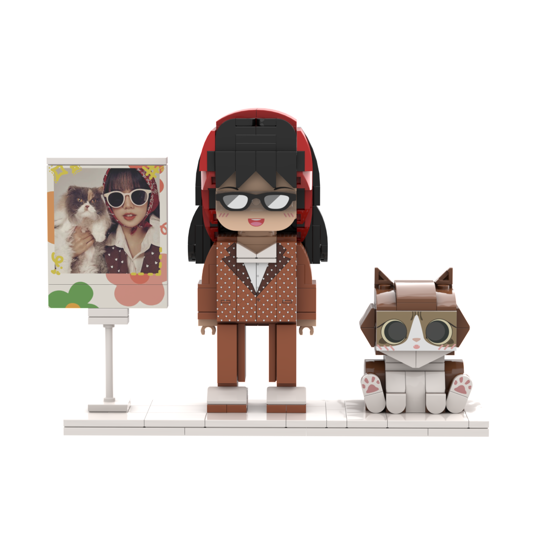 [SquareMe]Full Body Customizable Brick Figures Persaonalized Brick Figures with Cat Universal Interlocking Plastic Toy Sets